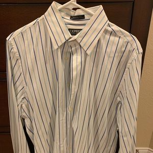 Large Express blue / white striped button up
